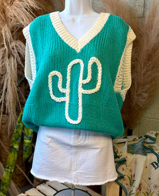 Turquoise Cactus Sweater Vest