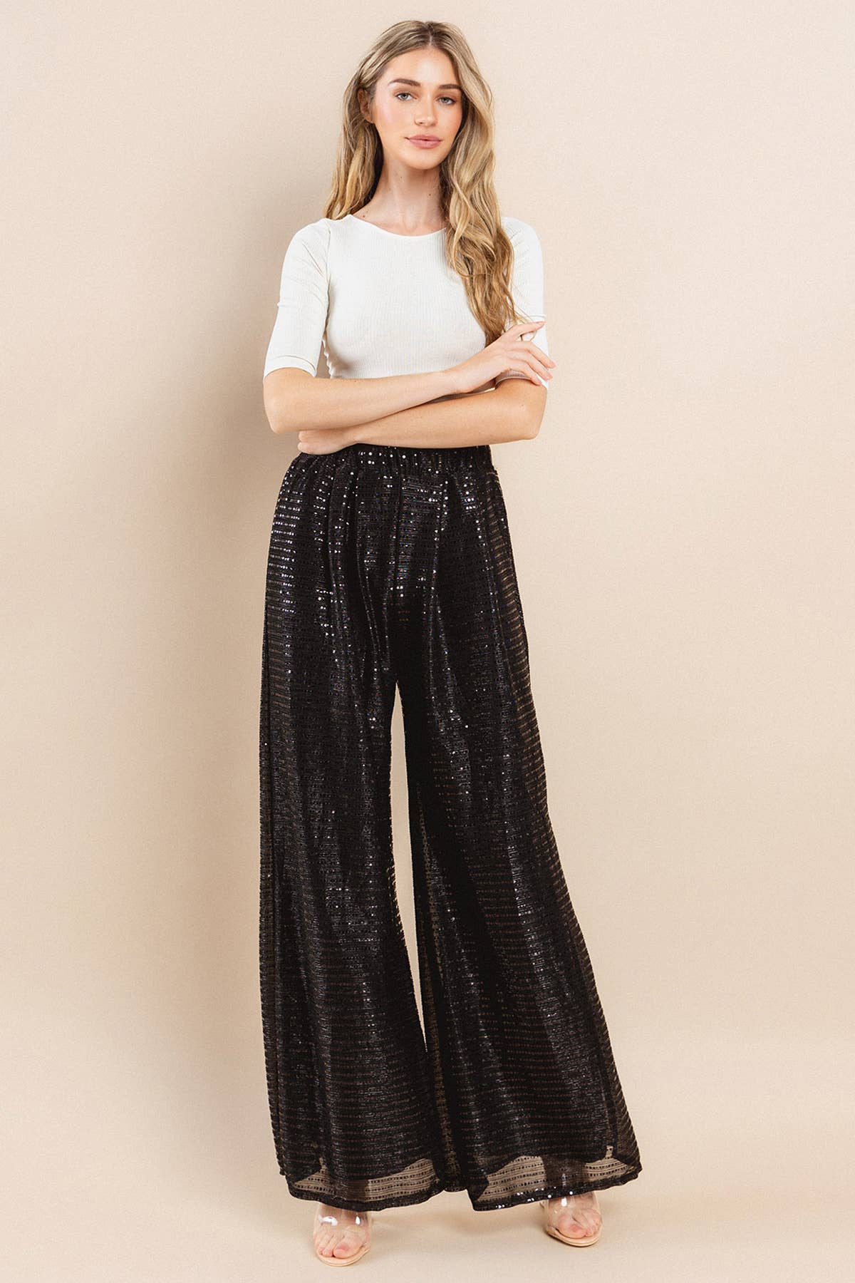 FULL LENGTH SEQUINS PALAZZO PANTS