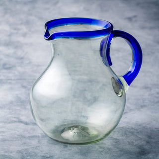 Cobalt Rim Pitcher Glass