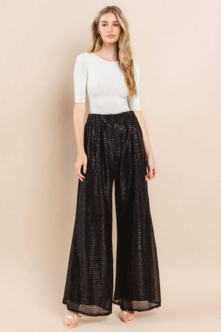 HOLIDAY FULL LENGTH SEQUINS PALAZZO PANTS -2372: S