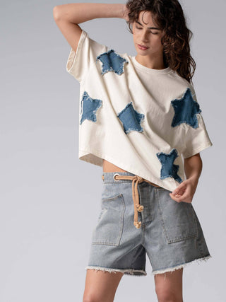 Distressed Denim Star Tee