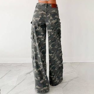 Camouflage Cargo Straight Leg Jeans