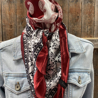 Wine Red and Cream Paisley Wild Rag