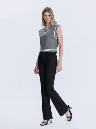 HIGH RISE FULL LENGTH COATED BOOTCUT JEANS F6314BK