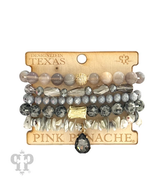 Gray Bead Stack Bracelets