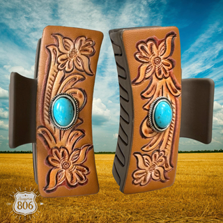 Tooled Leather and Turquoise Clip