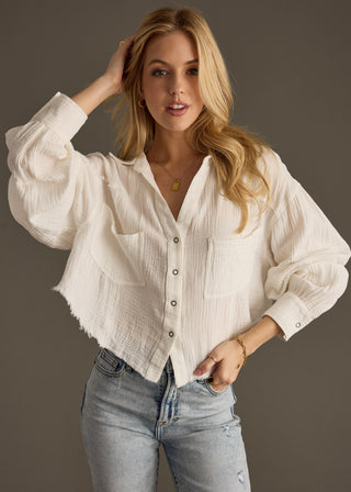 White Gauze Button Up
