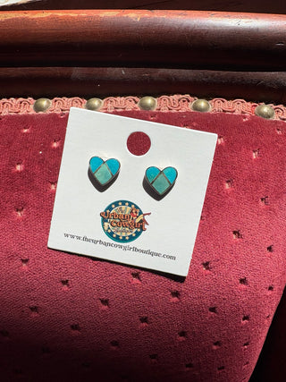 Patchwork Heart Stud Earrings