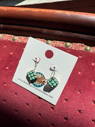 Turquoise Tile Drop Earrings