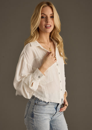 White Gauze Button Up