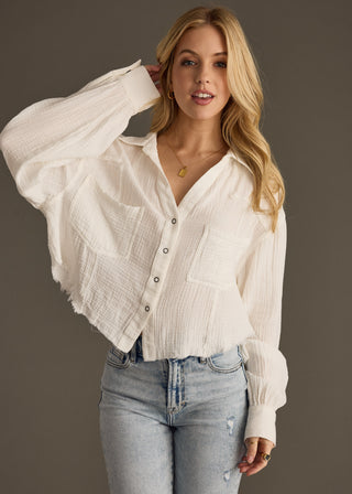 White Gauze Button Up
