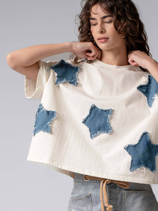 Distressed Denim Star Tee