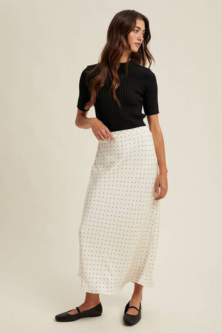 Polka Dot Satin Skirt