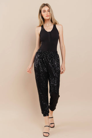 Black Sequin Jogger