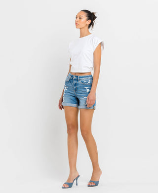 High Rise Cuff Shorts