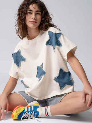 Distressed Denim Star Tee