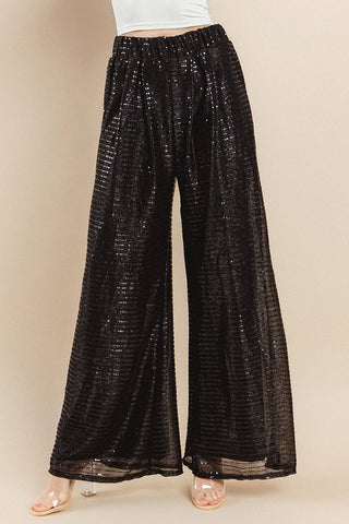 HOLIDAY FULL LENGTH SEQUINS PALAZZO PANTS -2372: S