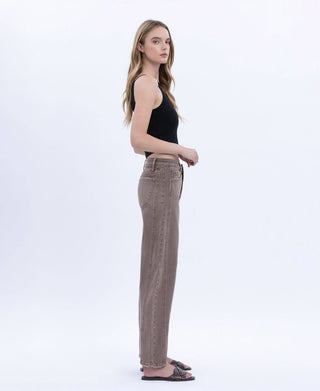 High Rise Barrel Jeans - Stone