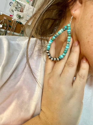 Exclusive rondelle turquoise earrings tear drop