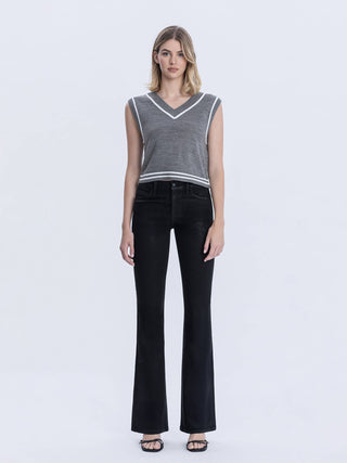 HIGH RISE FULL LENGTH COATED BOOTCUT JEANS F6314BK