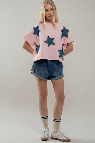 Distressed Denim Star Tee