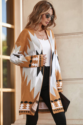 Western Graphic Open-Front Cardigan