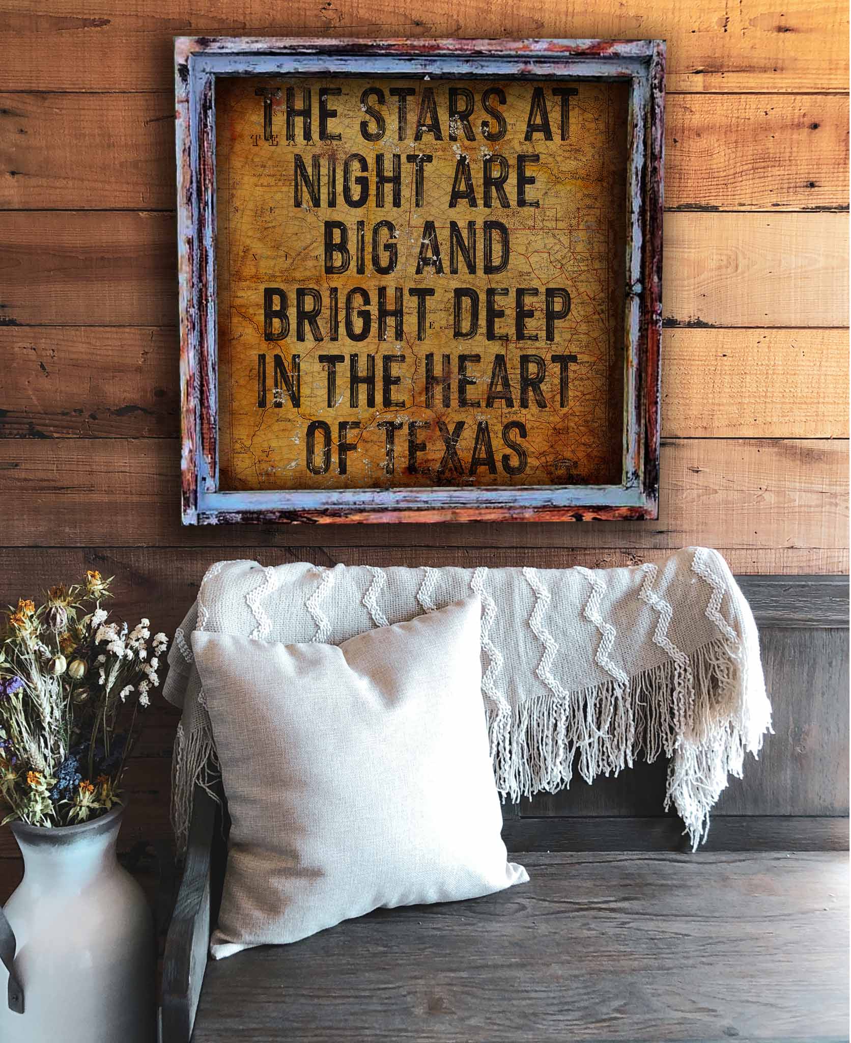 Stars at Night - With Vintage Texas Map