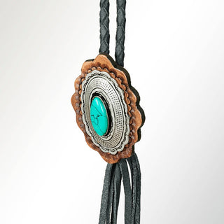 Turquoise & Leather Bolo