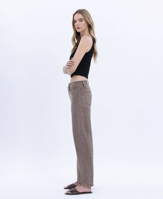 High Rise Barrel Jeans - Stone