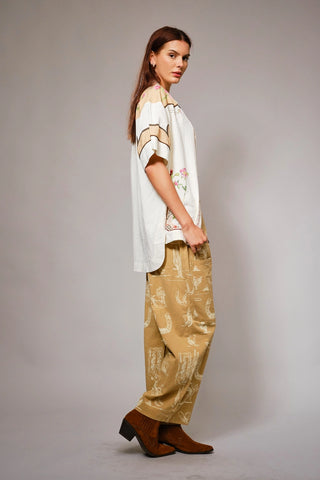 Western Motif Wide Leg Pants
