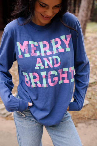 Merry & Bright - Plaid | Blue | Long Sleeve: Small