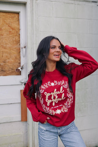 Joyful Joyful | Cardinal Red | Sweatshirt: Small