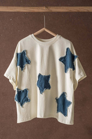 Distressed Denim Star Tee