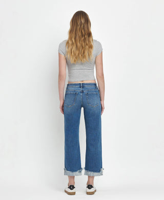 MID RISE RAW CUFFED HEM JEANS