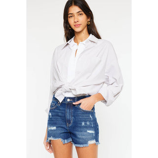 High Rise Frayed Shorts