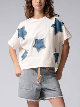 Distressed Denim Star Tee