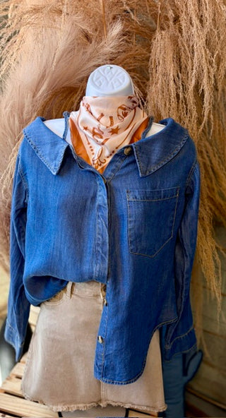 Off Shoulder Denim Blouse