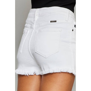 High Rise Raw Hem Shorts