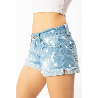 Med. Wash Polka Dot Shorts