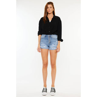 High Rise Button Fly Shorts