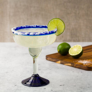 Cobalt Rim Hurricane Glass