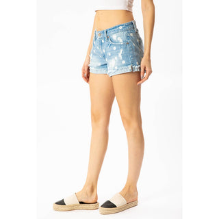 Med. Wash Polka Dot Shorts