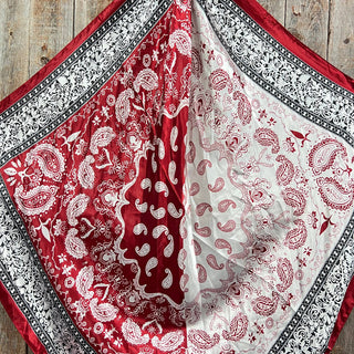 Wine Red and Cream Paisley Wild Rag