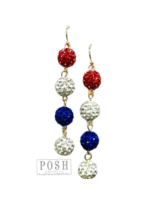 Patriotic Pave Rhinestone Earrings