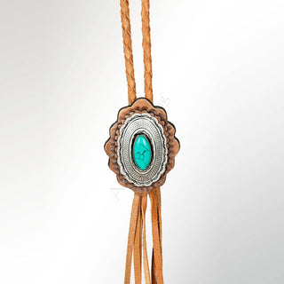 Turquoise & Leather Bolo