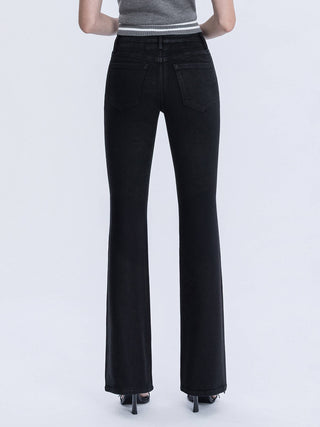 HIGH RISE FULL LENGTH COATED BOOTCUT JEANS F6314BK