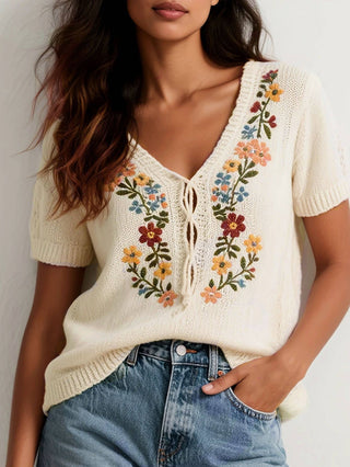 Flower Embroidered Top