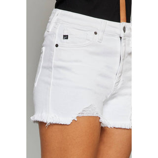 High Rise Raw Hem Shorts