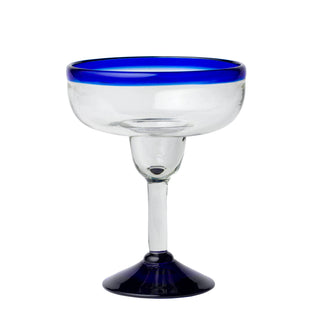 Cobalt Rim Hurricane Glass