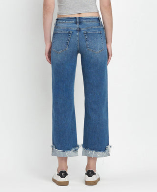MID RISE RAW CUFFED HEM JEANS